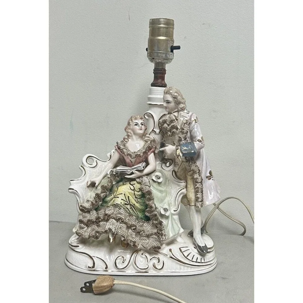 Rare Vintage Made in Japan Antique Porcelain Victorian Lamp Royal Rococco